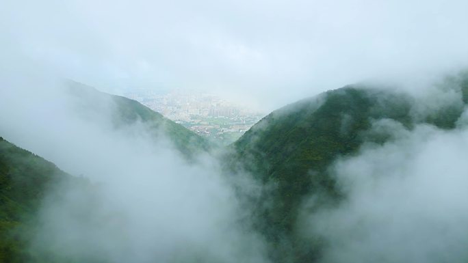 群山云海 河流城市 人间仙境