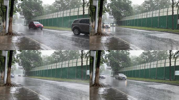 暴雨天的道路