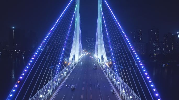 惠州合生大桥夜景车流航拍