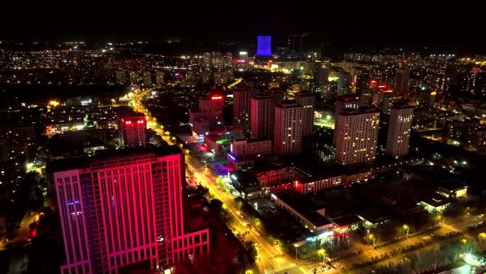 东胜铁西夜景航拍