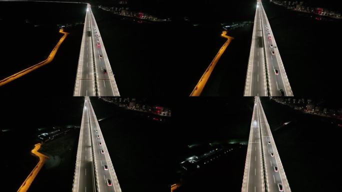 台州玉环漩门湾特大桥夜晚汽车驾驶