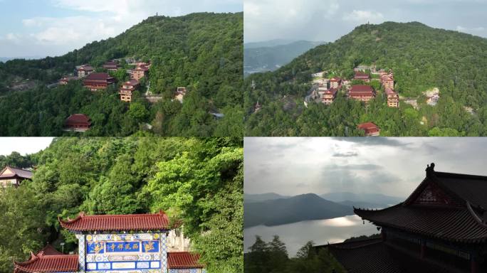 航拍安徽太湖西风禅寺，航拍寺庙