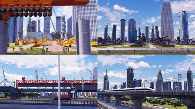 中国速度城市建设快速发展工地延时