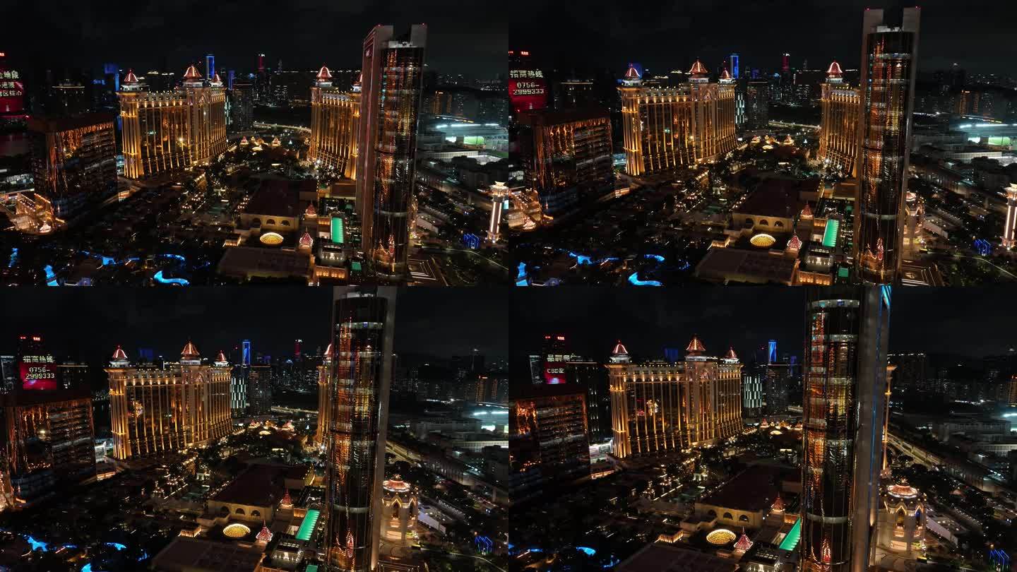 澳门银河酒店莱佛士酒店夜景航拍4k视频