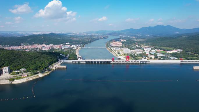 吉林市松花湖自然风光丰满水电站大坝航拍