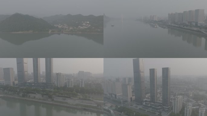 湖北省宜昌市夷陵长江大桥航拍大片