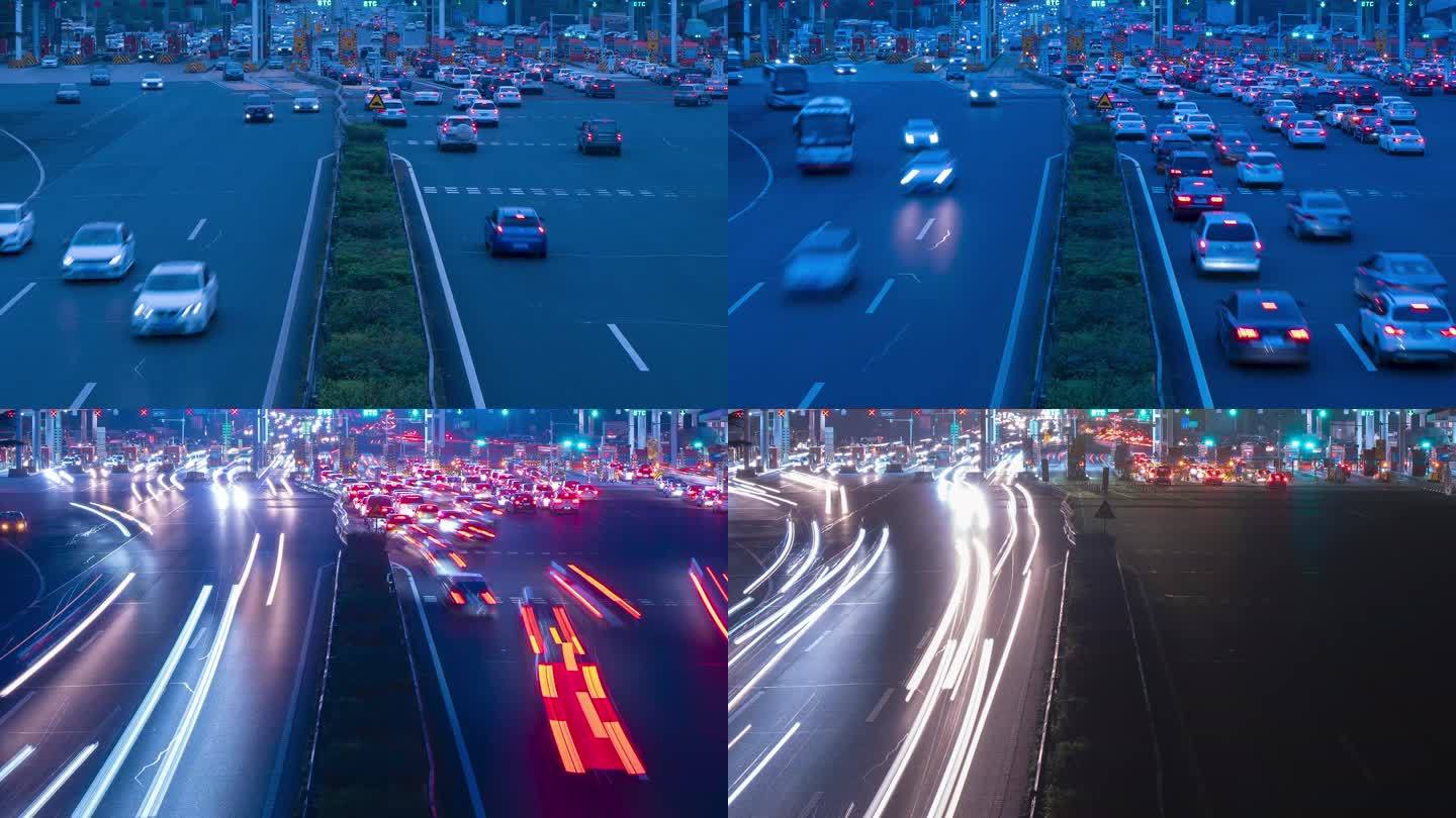 成都成华区沪蓉高速成都收费站车流延时摄影