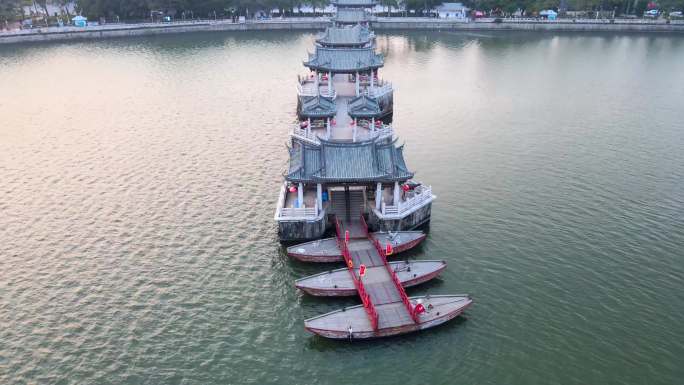 广济桥浮船航拍合集4K