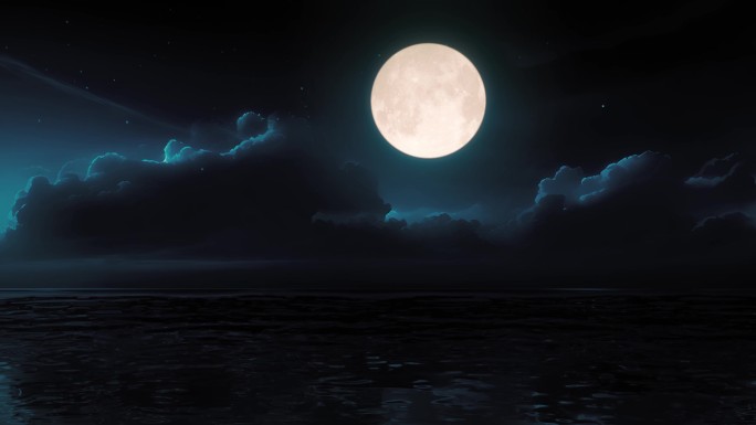 无缝循环湖面水面海面明月月亮月光满月圆月