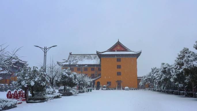 冬季寺庙雪景视频