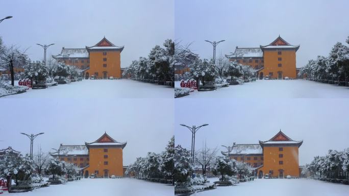 冬季寺庙雪景视频