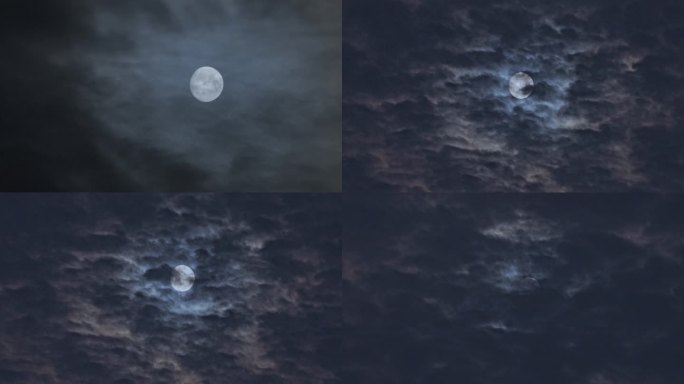 阴天乌云下的满月
