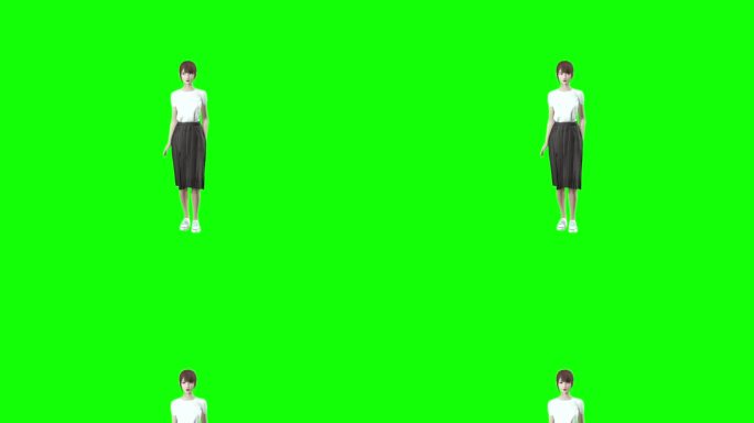 虚拟人害怕动作表情绿幕素材