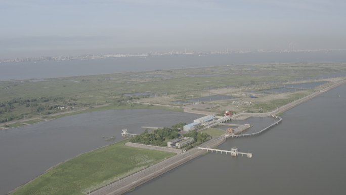 4K-Log-航拍上海青草沙水库取水口