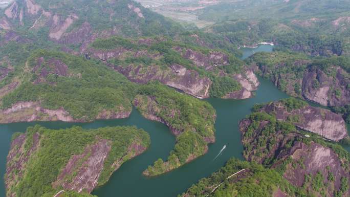 福建龙岩 冠豸山 九龙湖 青山绿水 游艇