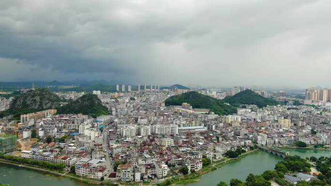 富川县城航拍素材