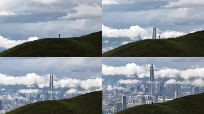 香港航拍深圳全景