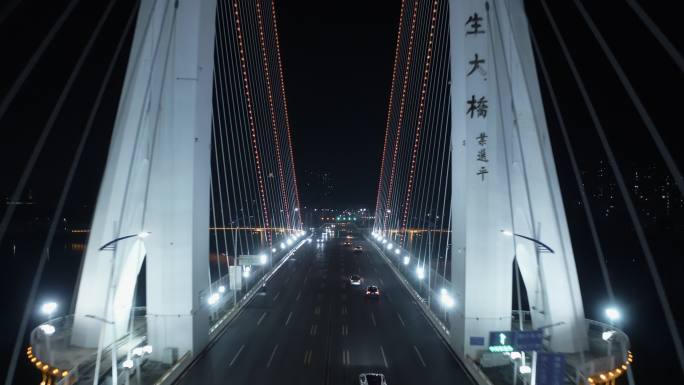 惠州合生大桥夜景车流航拍