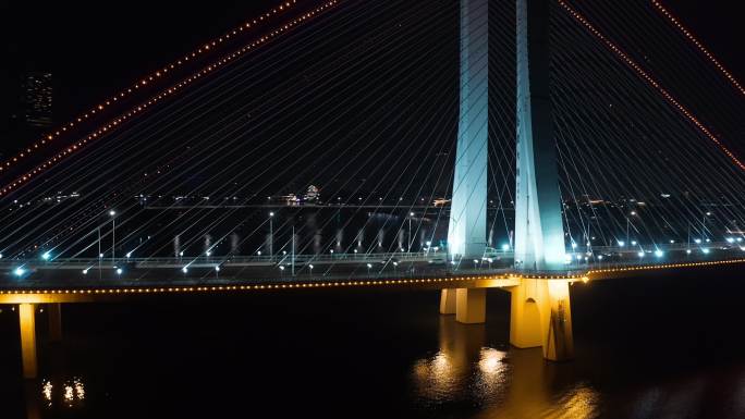 惠州合生大桥夜景车流航拍