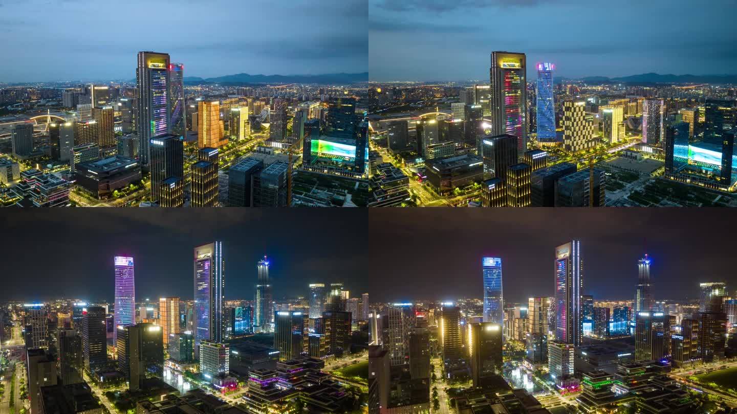 宁波东部新城航运中银夜景延时4K素材