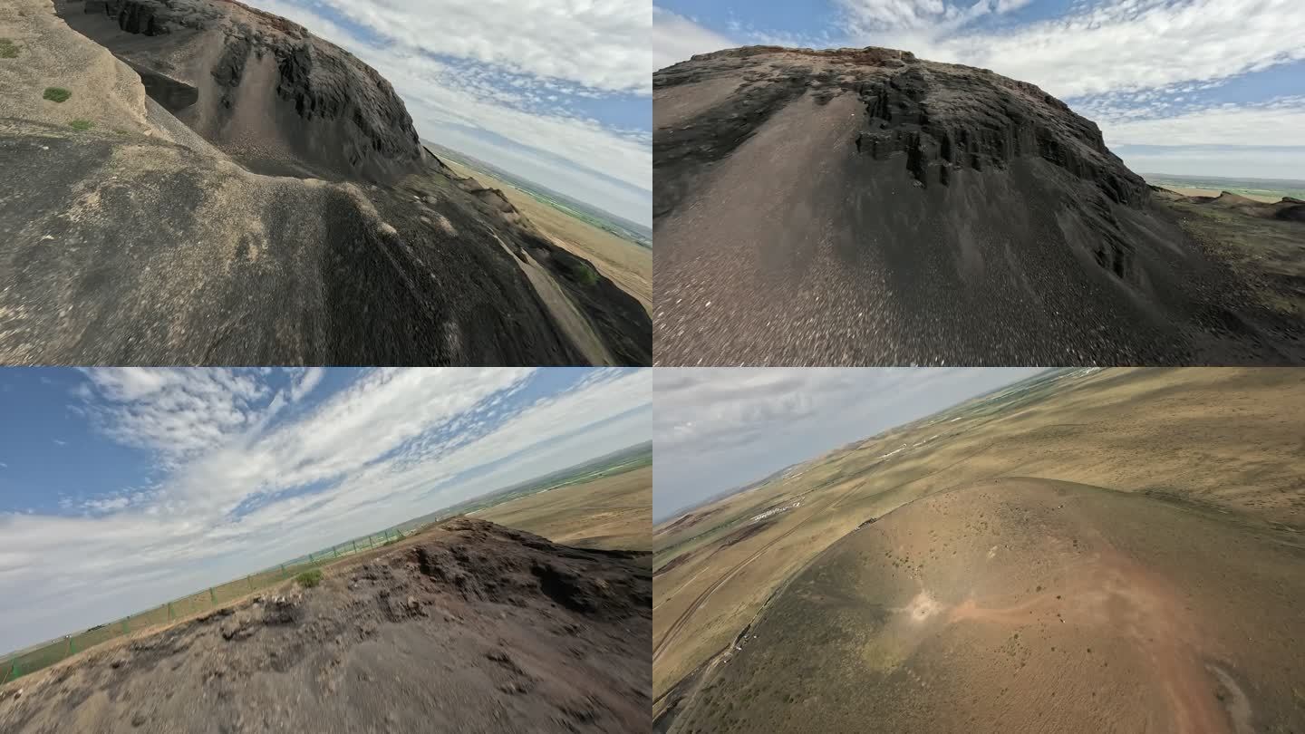 穿越机航拍内蒙古乌兰哈达火山自然景观4K