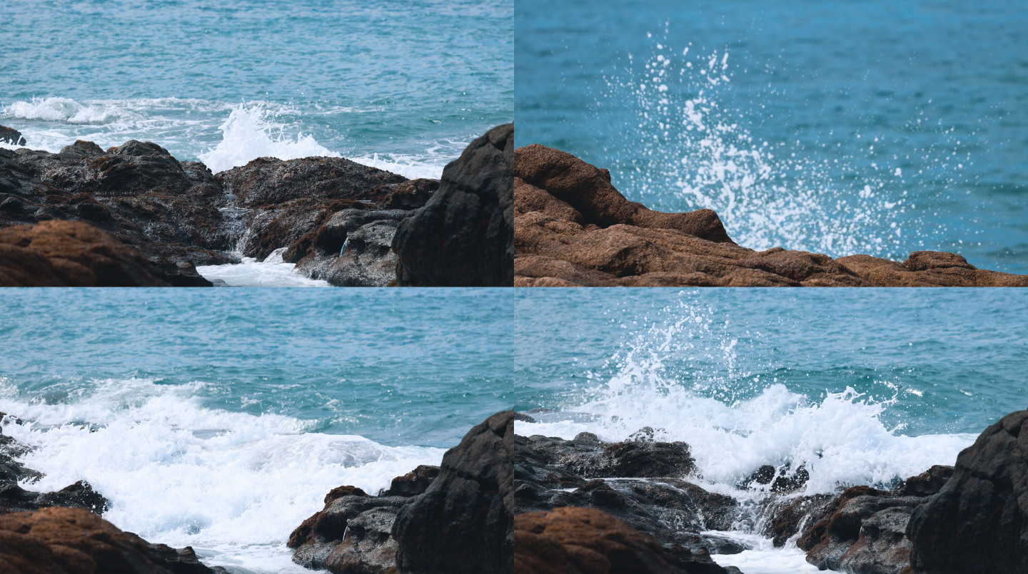 唯美海浪冲击礁石高速摄影