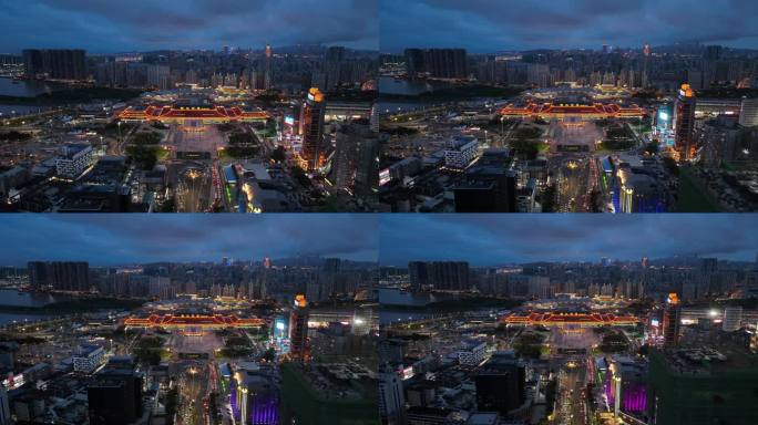 珠海拱北口岸夜景航拍4k视频
