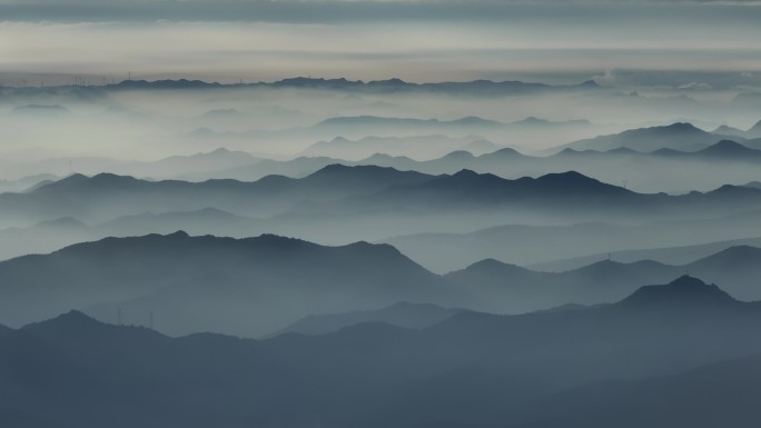 水墨山水画山区航拍