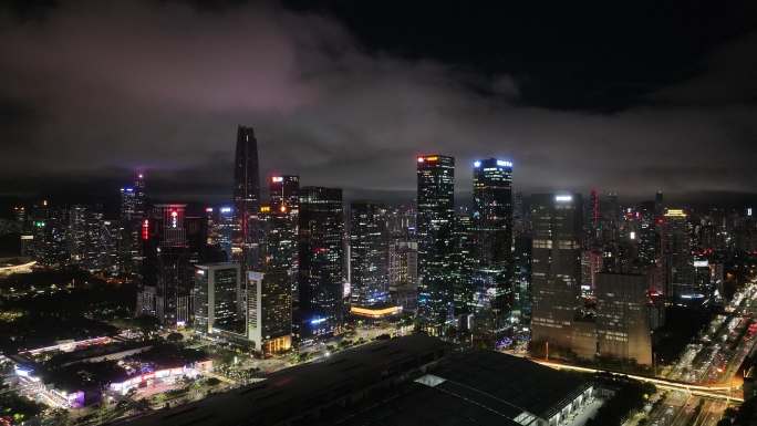 深圳福田区皇庭大中华大百汇夜景航拍