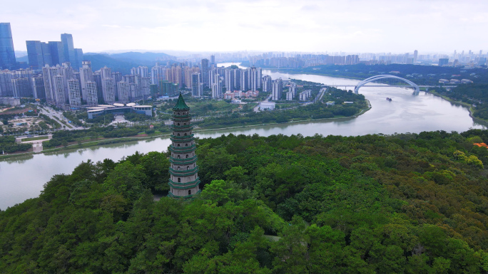 龙象塔青秀山青秀区青秀山航拍景区景点南宁