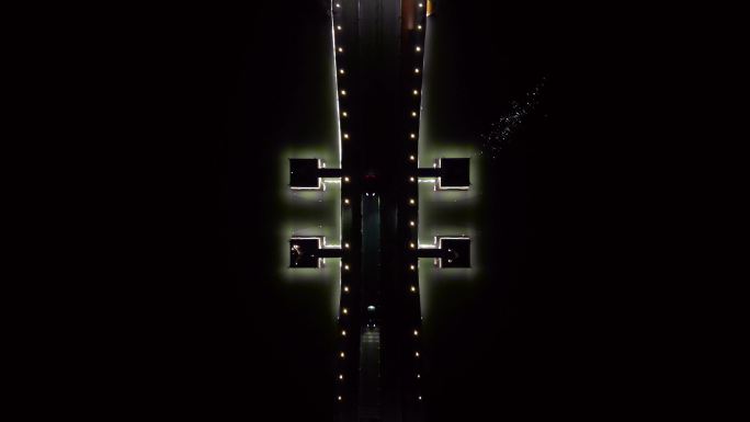 杭州湘湖四亭桥夜晚和白天桥梁航拍