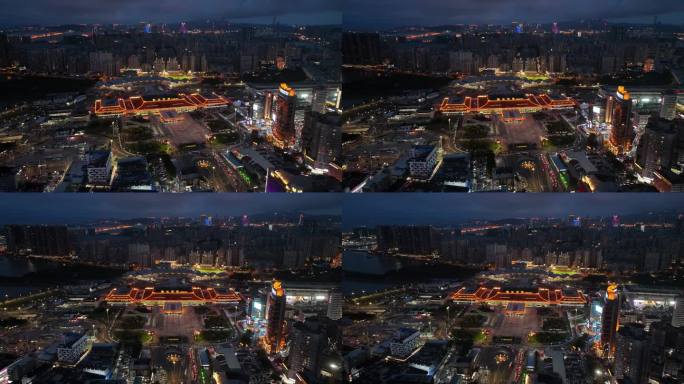 珠海拱北口岸夜景航拍4k视频