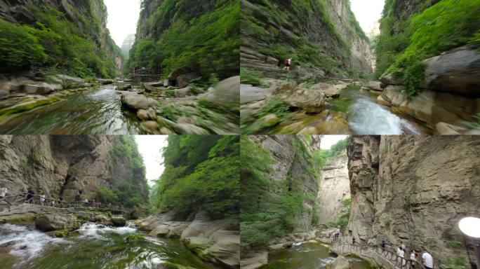 穿越机航拍太行山八泉峡峡谷山水自然景观