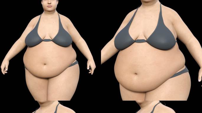 胖女人大肚子赘肉胖子带通道