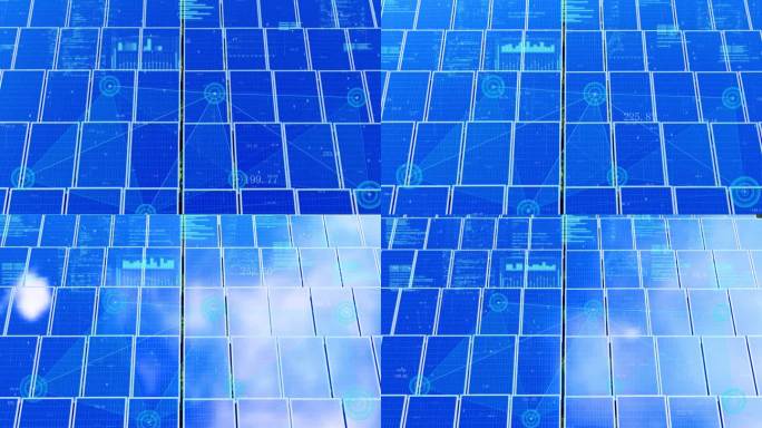 太阳能光伏面板发电和工业互联网科技特效