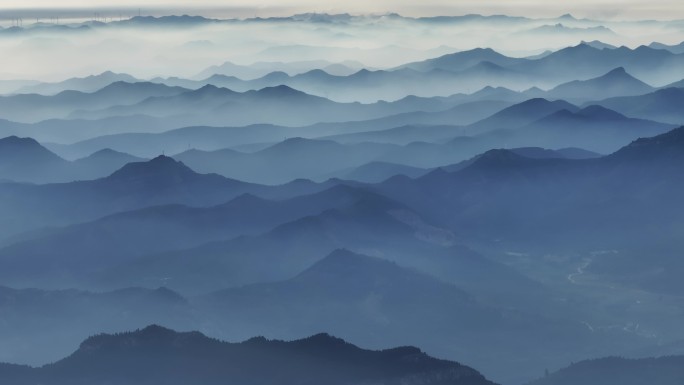 水墨山水画山区航拍