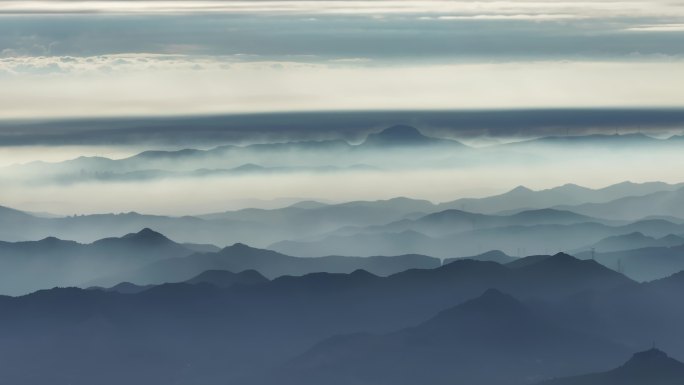 水墨山水画山区航拍