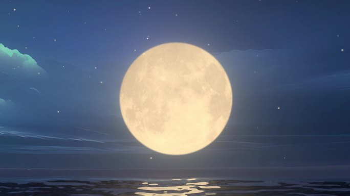 大海海面海上明月月亮宽屏超宽屏无缝循环