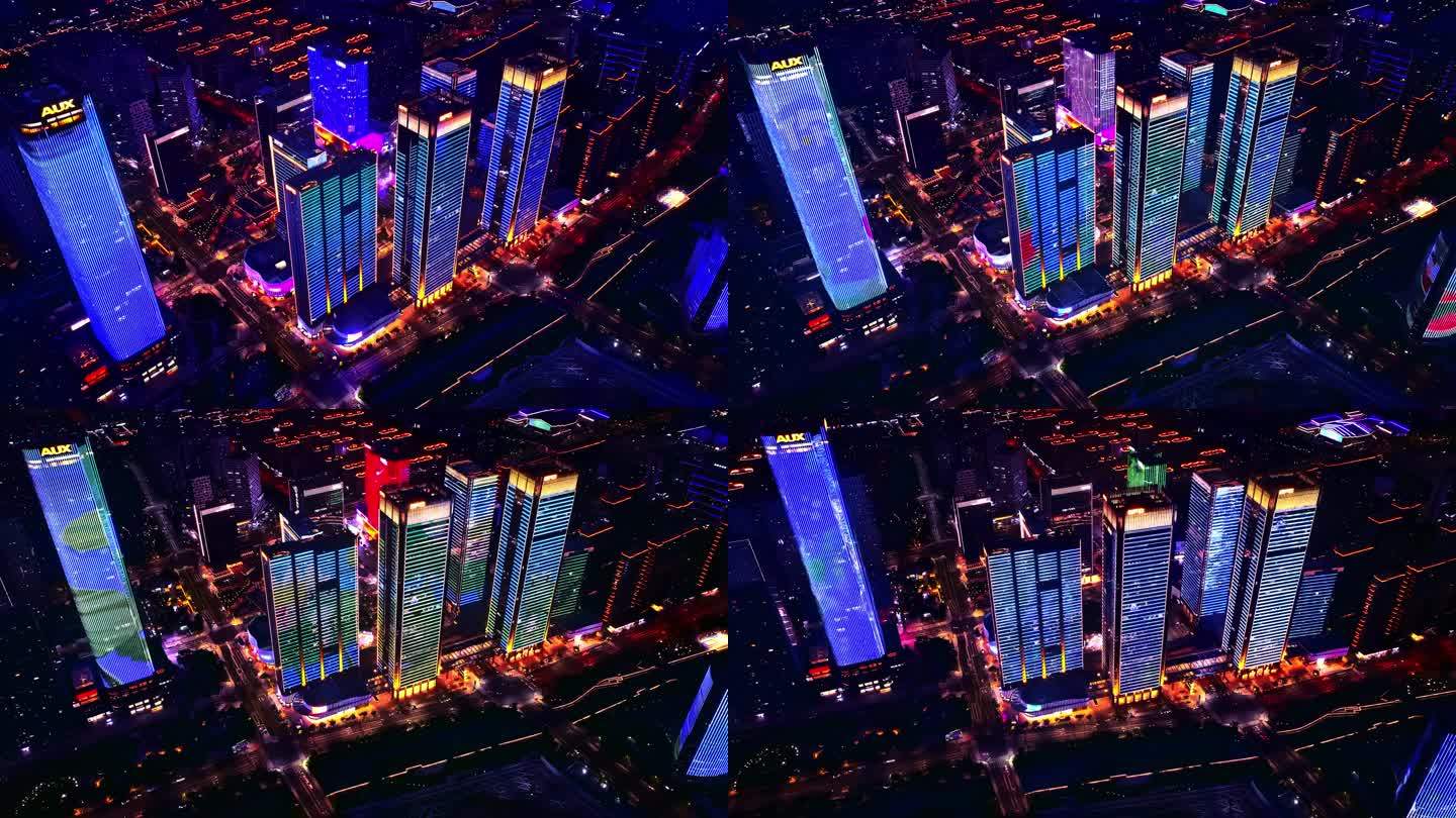 4K延时航拍杭州未来科技城夜景