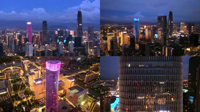 宁波东部新城夜景4K航拍视频素材