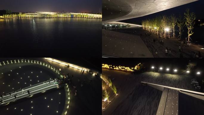 太原植物园航拍夜景，4K高清实拍素材