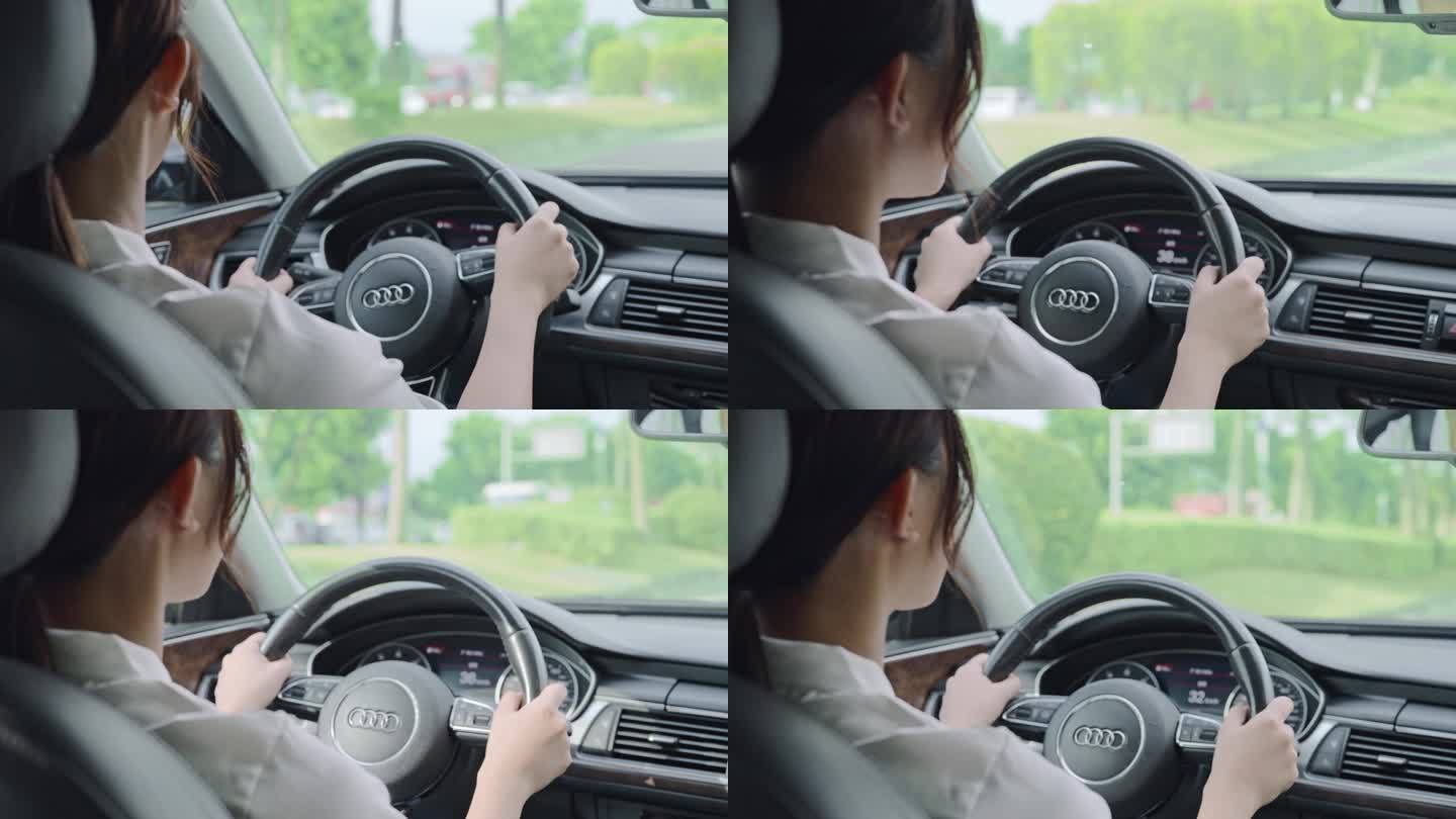 4k升格女生女司机开车行驶在公路上实拍视频特效素材-千库网