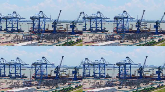 4k码头国际物流运输船只湾区