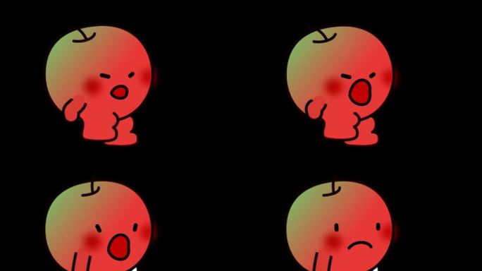 生气卡通苹果透明通道