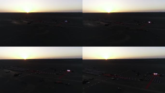 航拍敦煌千人戈壁沙漠徒步戈壁露营