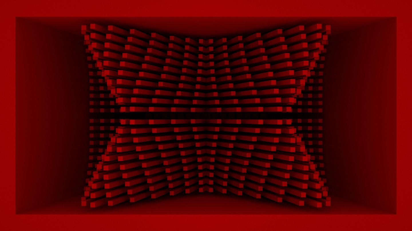 【裸眼3D】暗红方块矩阵立体凹凸空间墙体