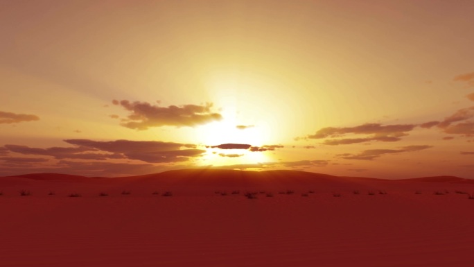 在撒哈拉沙漠上空落日，时间流逝