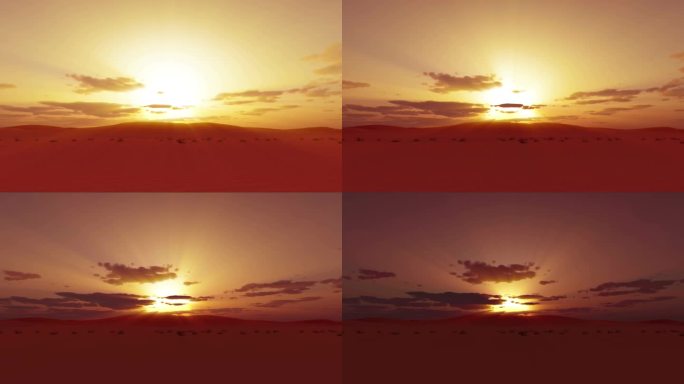 在撒哈拉沙漠上空落日，时间流逝