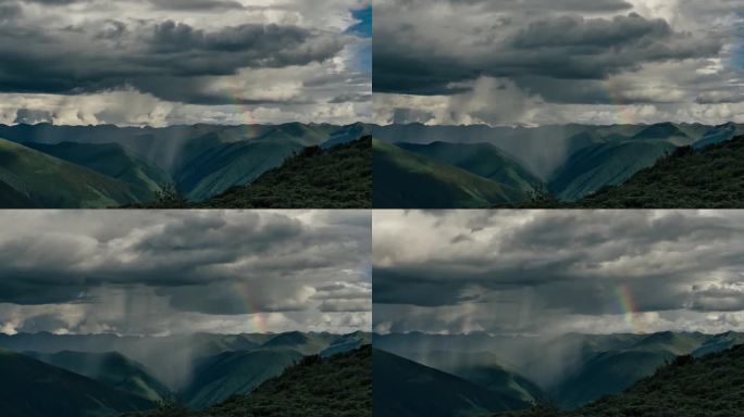 山区降雨彩虹延时摄影