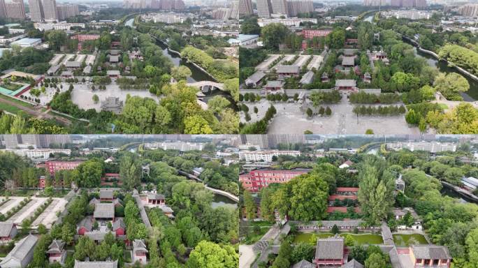 河南许昌灞陵桥景区许昌关帝庙关公挑袍航拍